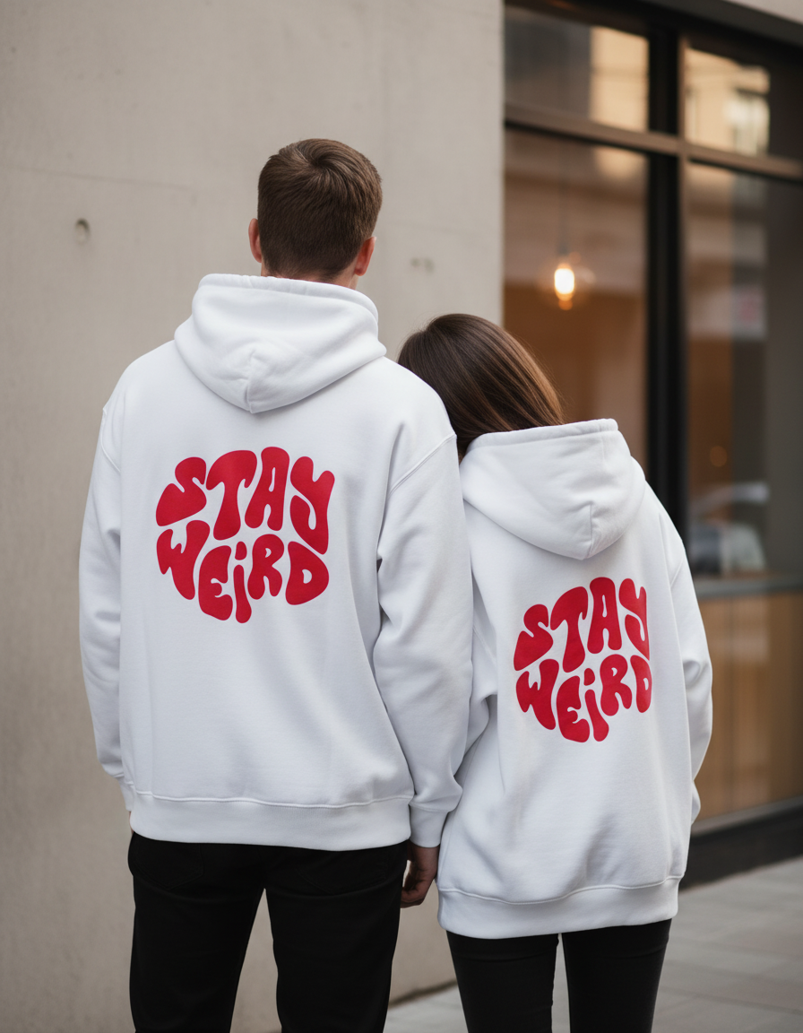 "Stay Weird" Oversized Hoodie | Groovy Lettering 400 GSM Fleece