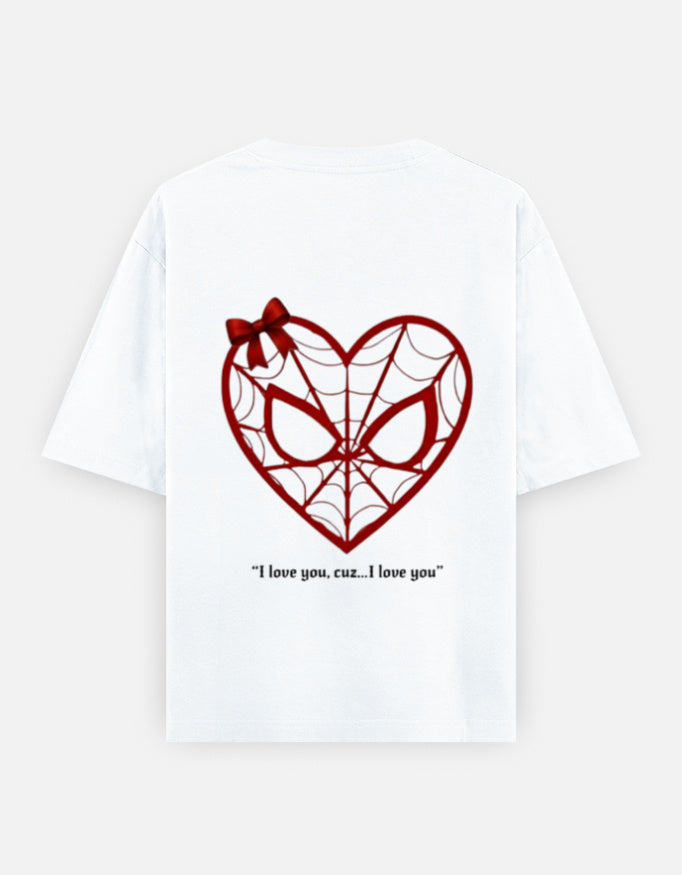 Spider-Man Web Heart Couple Combo Oversized T-Shirts | 240 GSM Heavyweight Cotton Matching Set