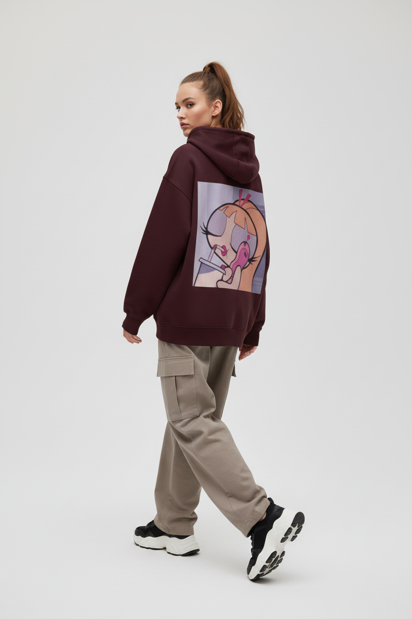 Women's Oversized Hoodie - "Blossom" Y2K Graphic - 400 GSM Heavyweight Cotton