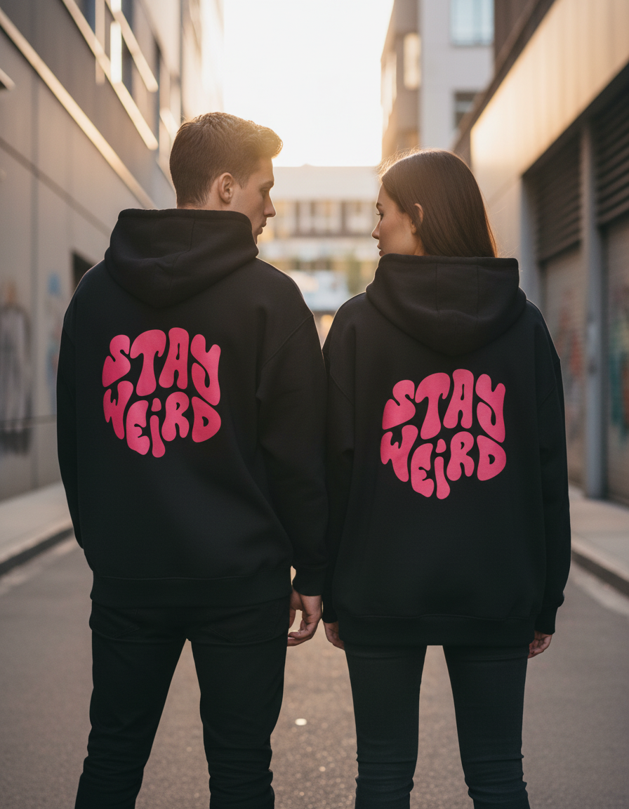 "Stay Weird" Oversized Hoodie | Groovy Lettering 400 GSM Fleece