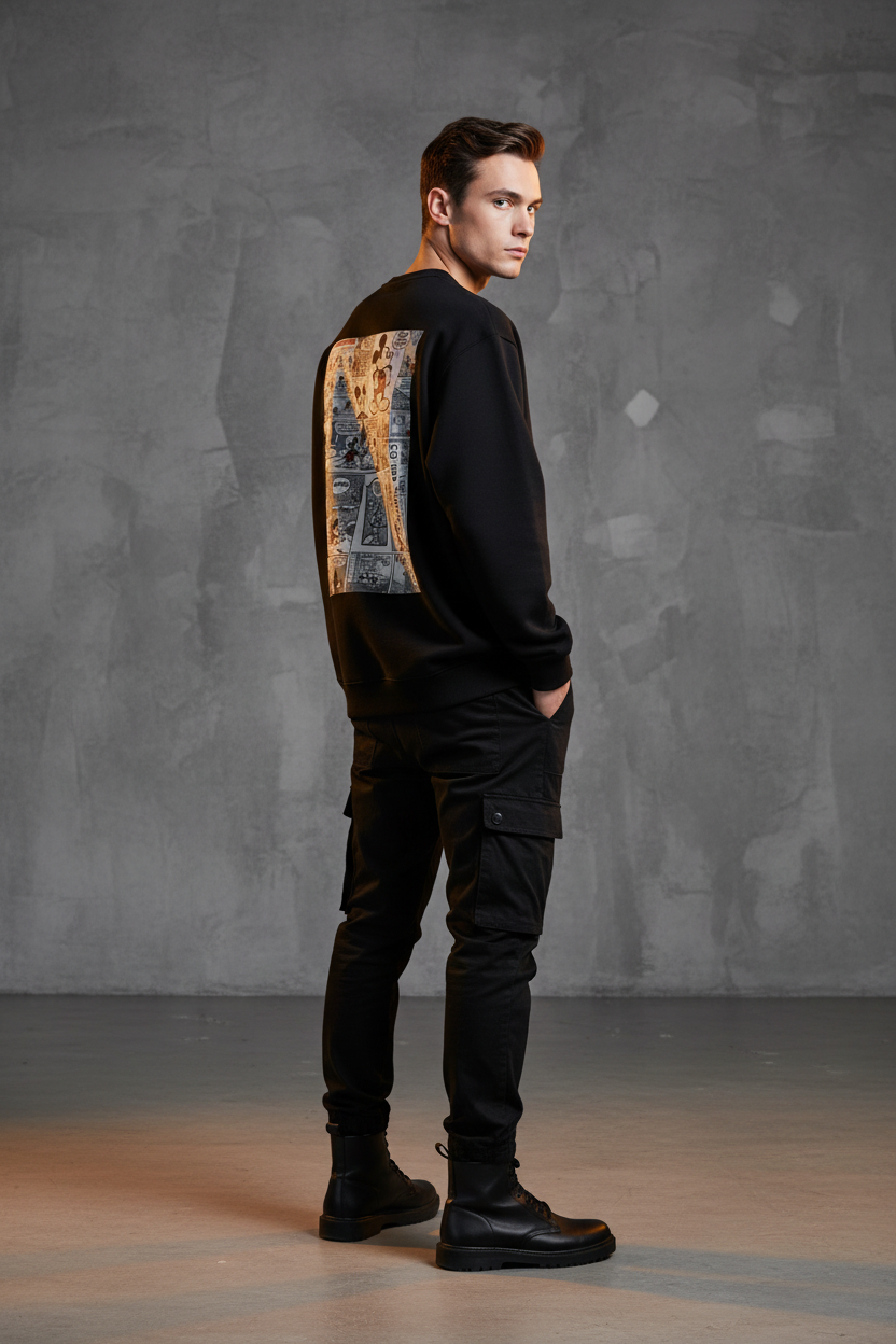 Mickey Mouse Vintage Comic Strip Oversized Sweatshirt - 400 GSM Heavyweight Crewneck