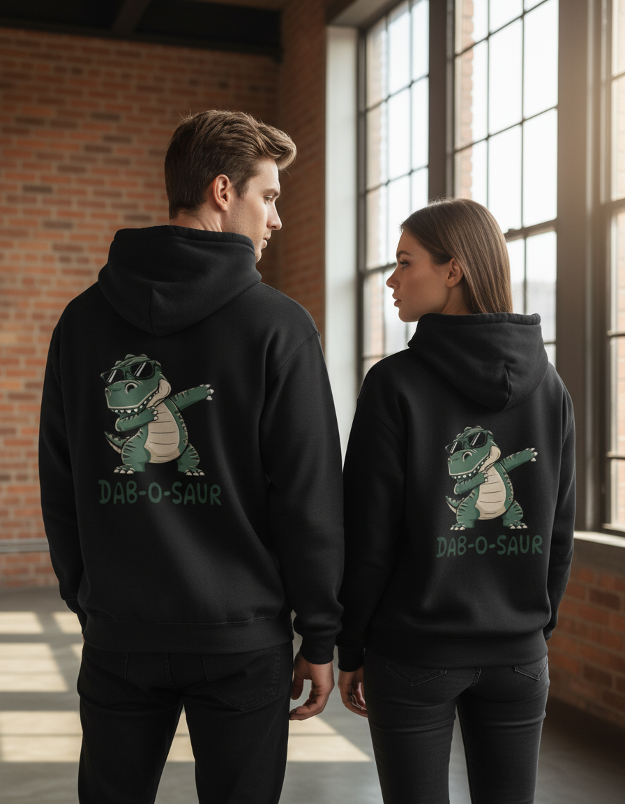 Dab-o-Saur T-Rex Dinosaur Hoodie | Funny 300 GSM Fleece