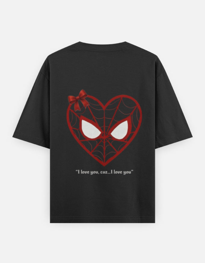 Spider-Man Web Heart Couple Combo Oversized T-Shirts | 240 GSM Heavyweight Cotton Matching Set