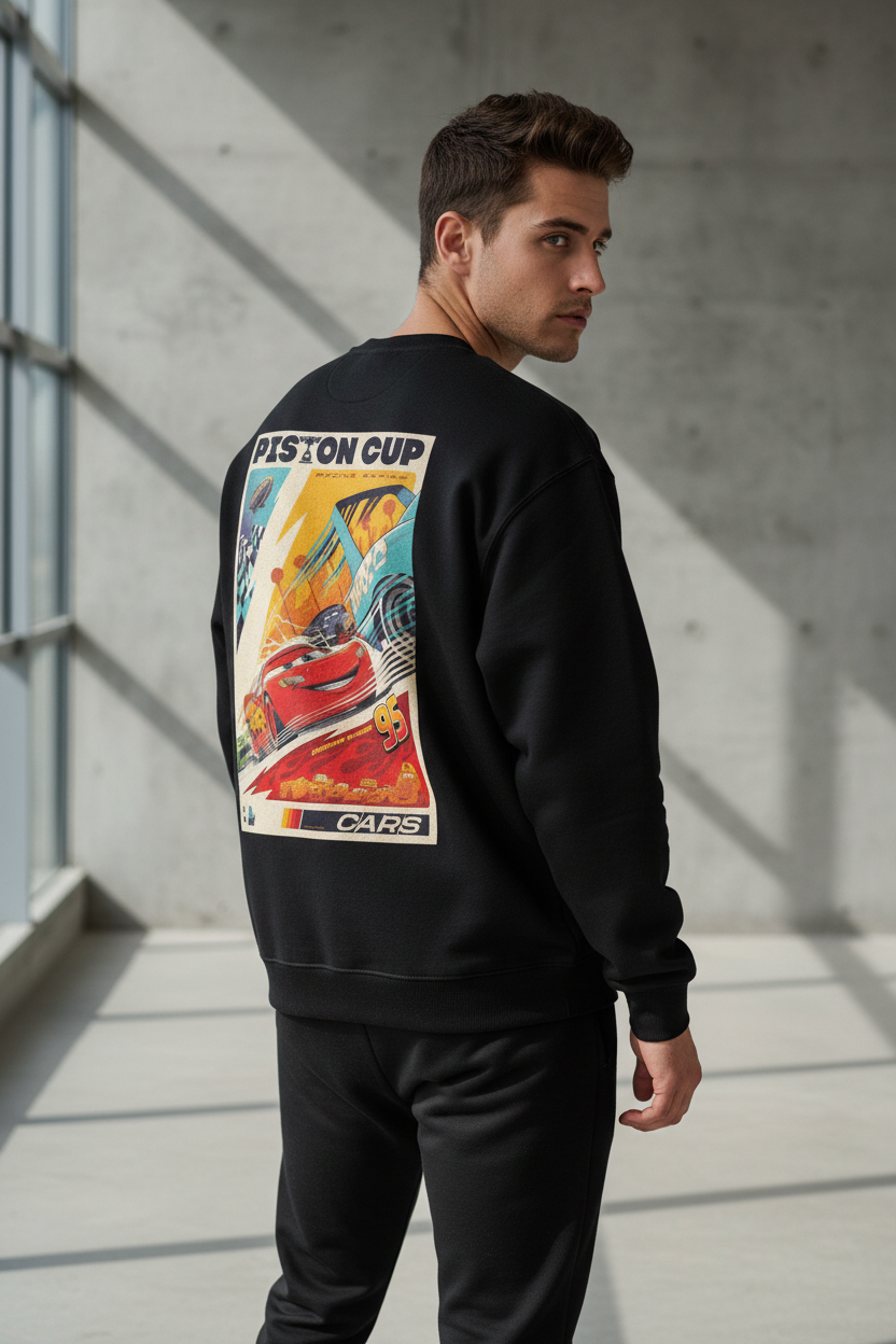 Lightning McQueen Piston Cup Oversized Sweatshirt | Vintage Racing Heavyweight Crewneck