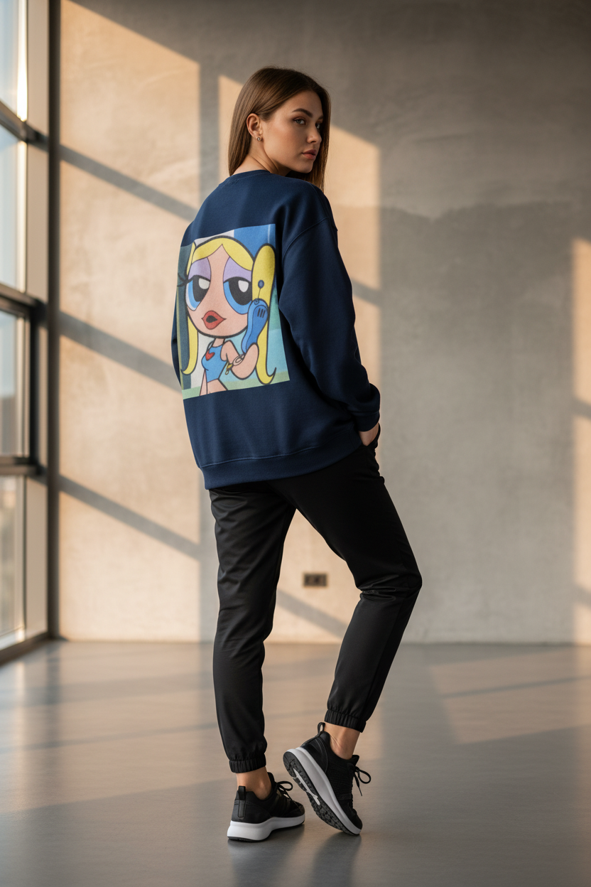 Bubbles Retro Cartoon Oversized Sweatshirt | Y2K Aesthetic 400 GSM Heavyweight Streetwear Pullover