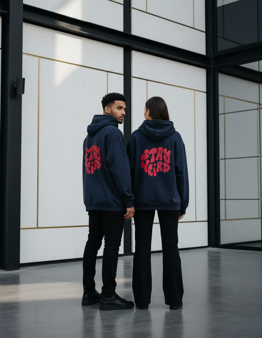 "Stay Weird" Oversized Hoodie | Groovy Lettering 400 GSM Fleece