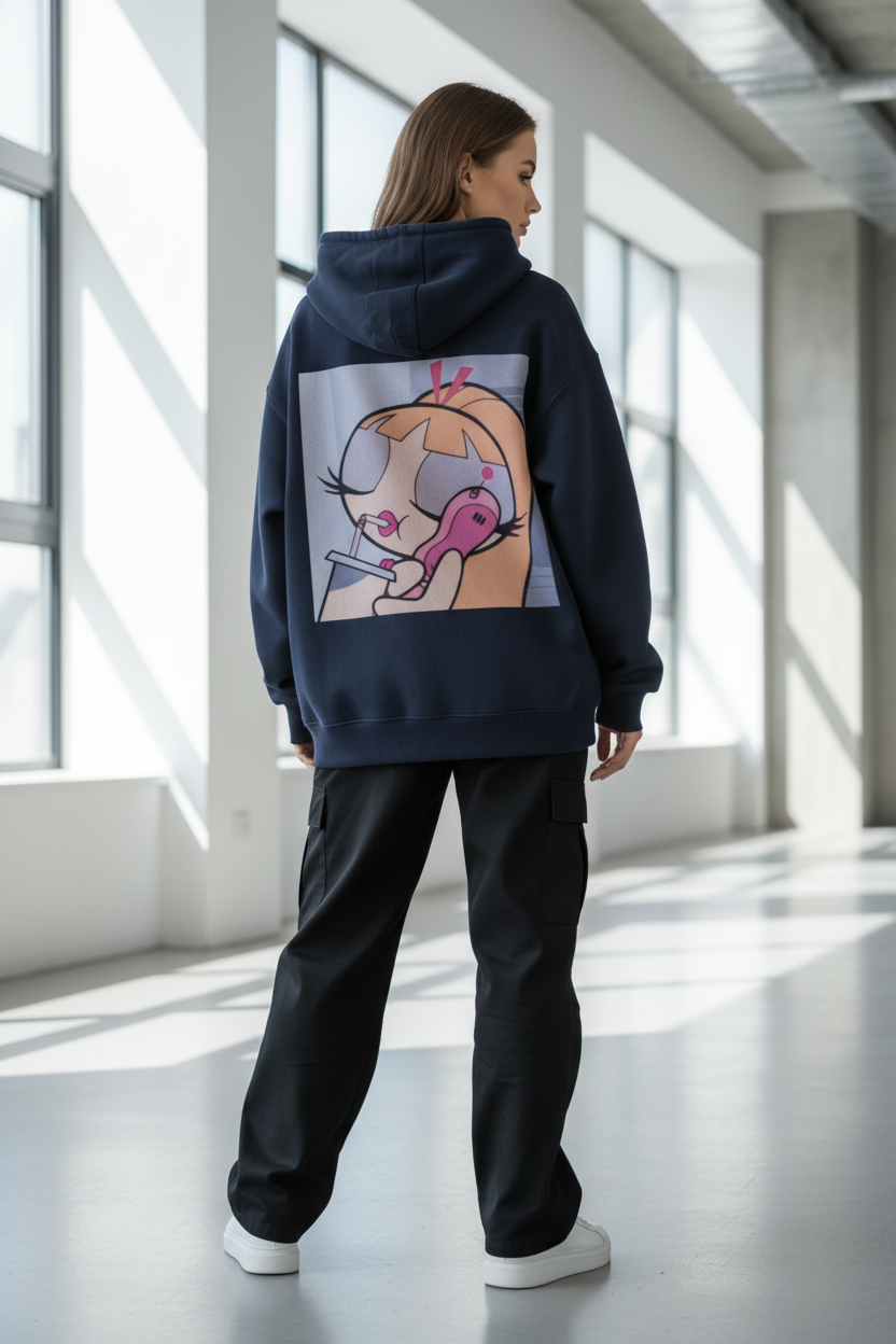Women's Oversized Hoodie - "Blossom" Y2K Graphic - 400 GSM Heavyweight Cotton