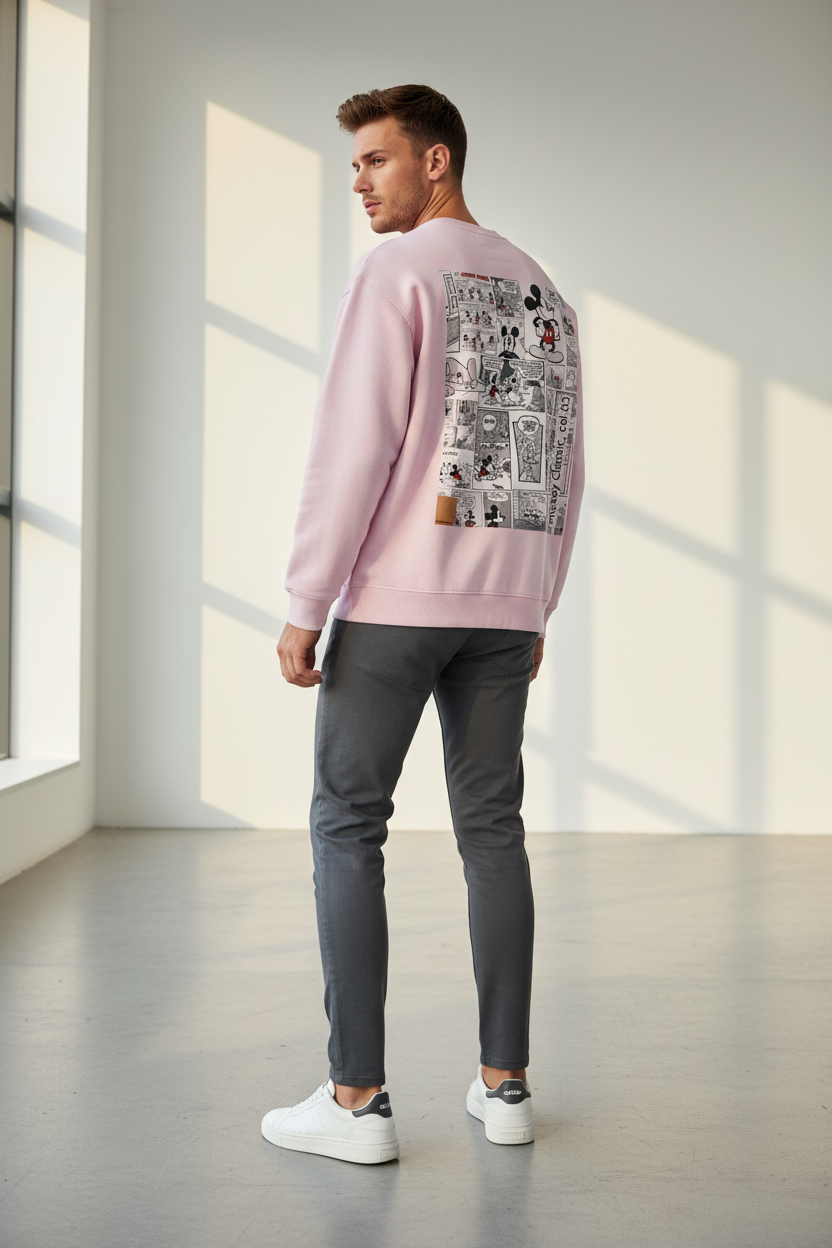 Mickey Mouse Vintage Comic Strip Oversized Sweatshirt - 400 GSM Heavyweight Crewneck