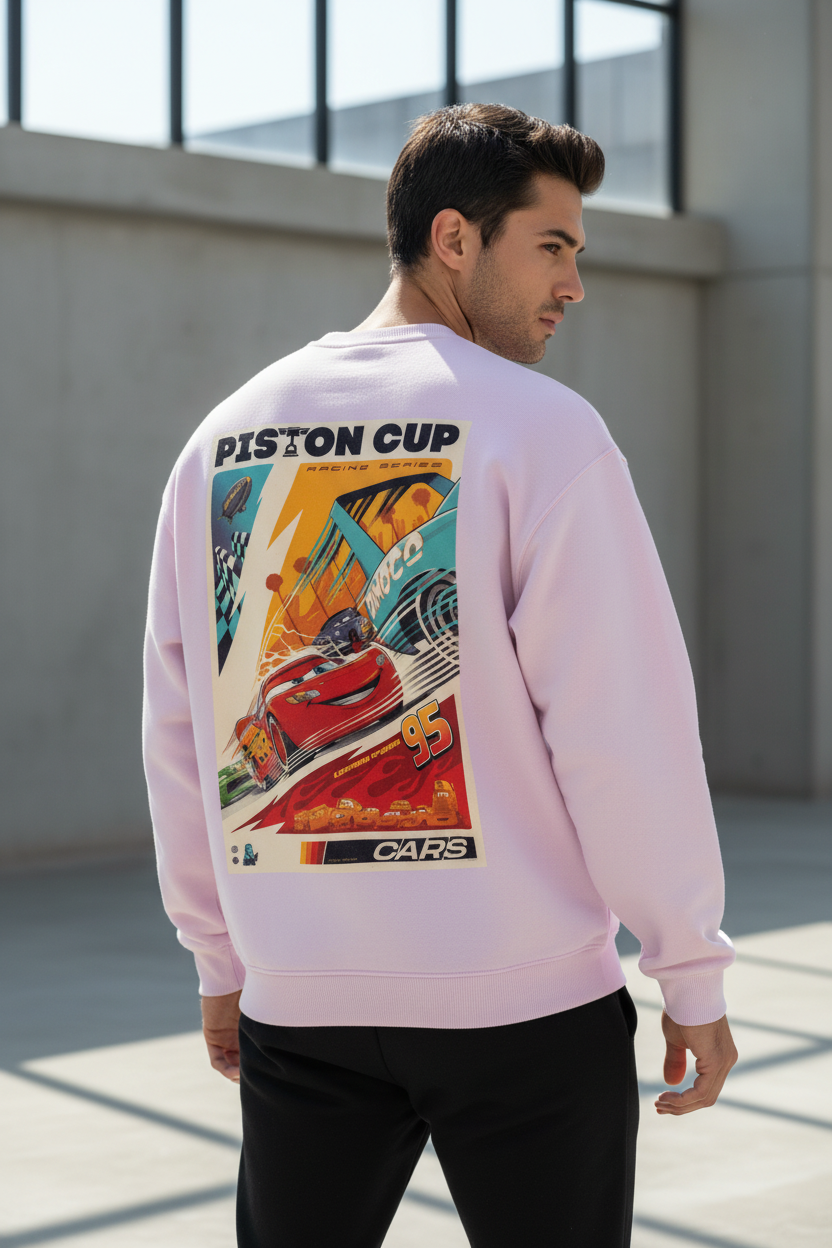 Lightning McQueen Piston Cup Oversized Sweatshirt | Vintage Racing Heavyweight Crewneck