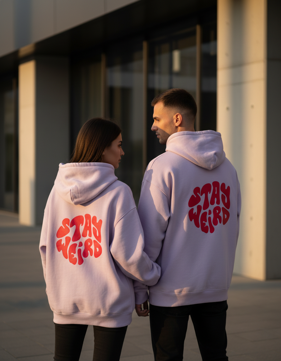 "Stay Weird" Oversized Hoodie | Groovy Lettering 400 GSM Fleece