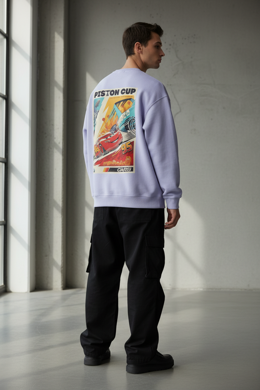 Lightning McQueen Piston Cup Oversized Sweatshirt | Vintage Racing Heavyweight Crewneck