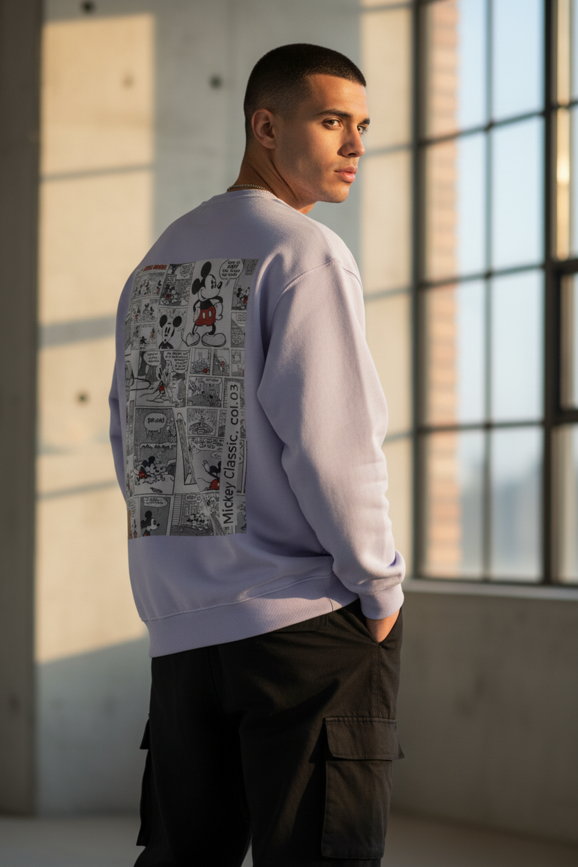 Mickey Mouse Vintage Comic Strip Oversized Sweatshirt - 400 GSM Heavyweight Crewneck