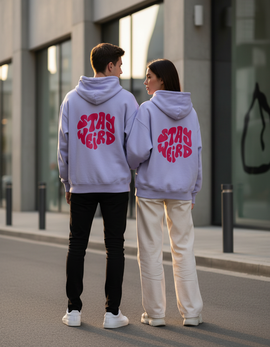"Stay Weird" Oversized Hoodie | Groovy Lettering 400 GSM Fleece