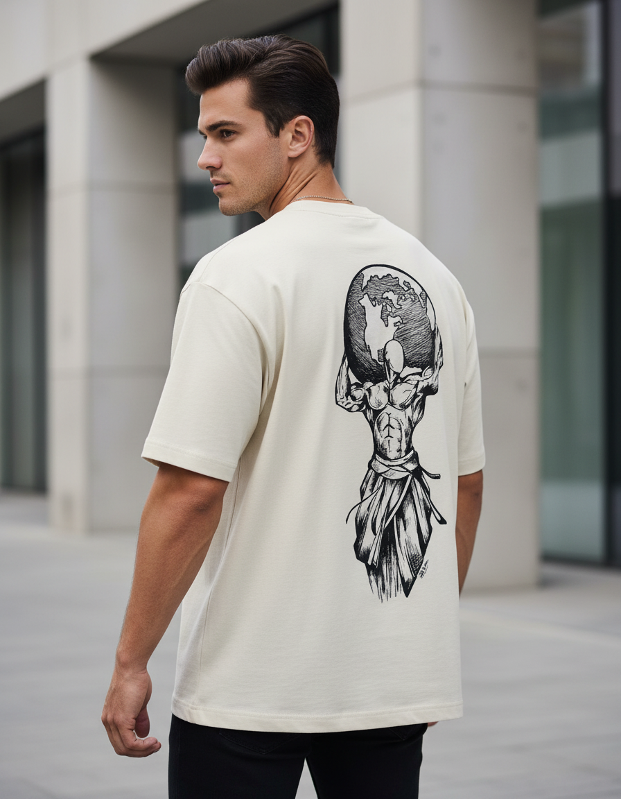 Mythological Atlas Graphic T-Shirt | Oversized 240 GSM Cotton Strength Streetwear