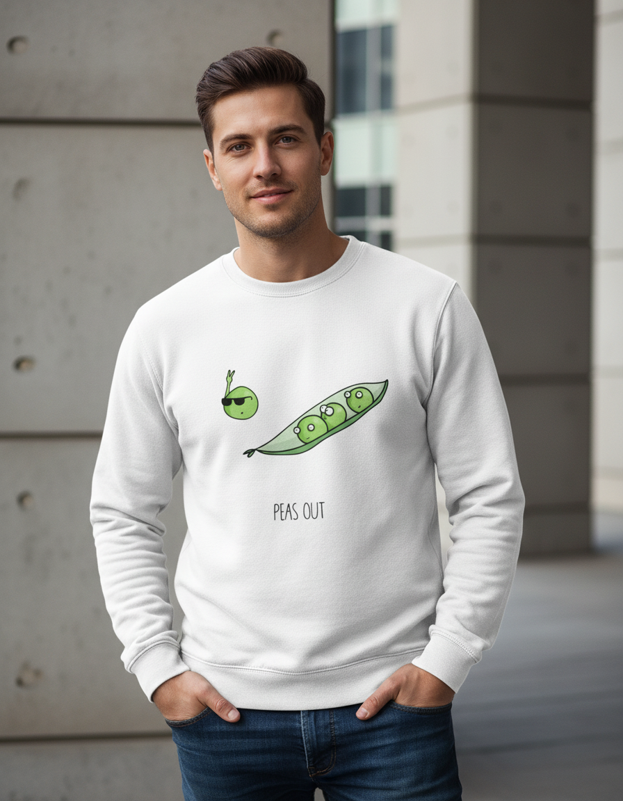 "Peas Out" Funny Pun Sweatshirt | 300 GSM Heavyweight Cotton Fleece