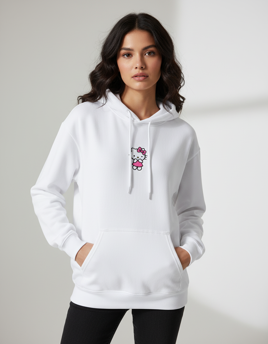 Cute Hello Kitty Pink Regular Fit Fleece Hoodie