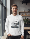 WFH Panda Graphic Sweatshirt | Remote Work Tech Humor 300 GSM Cotton Fleece