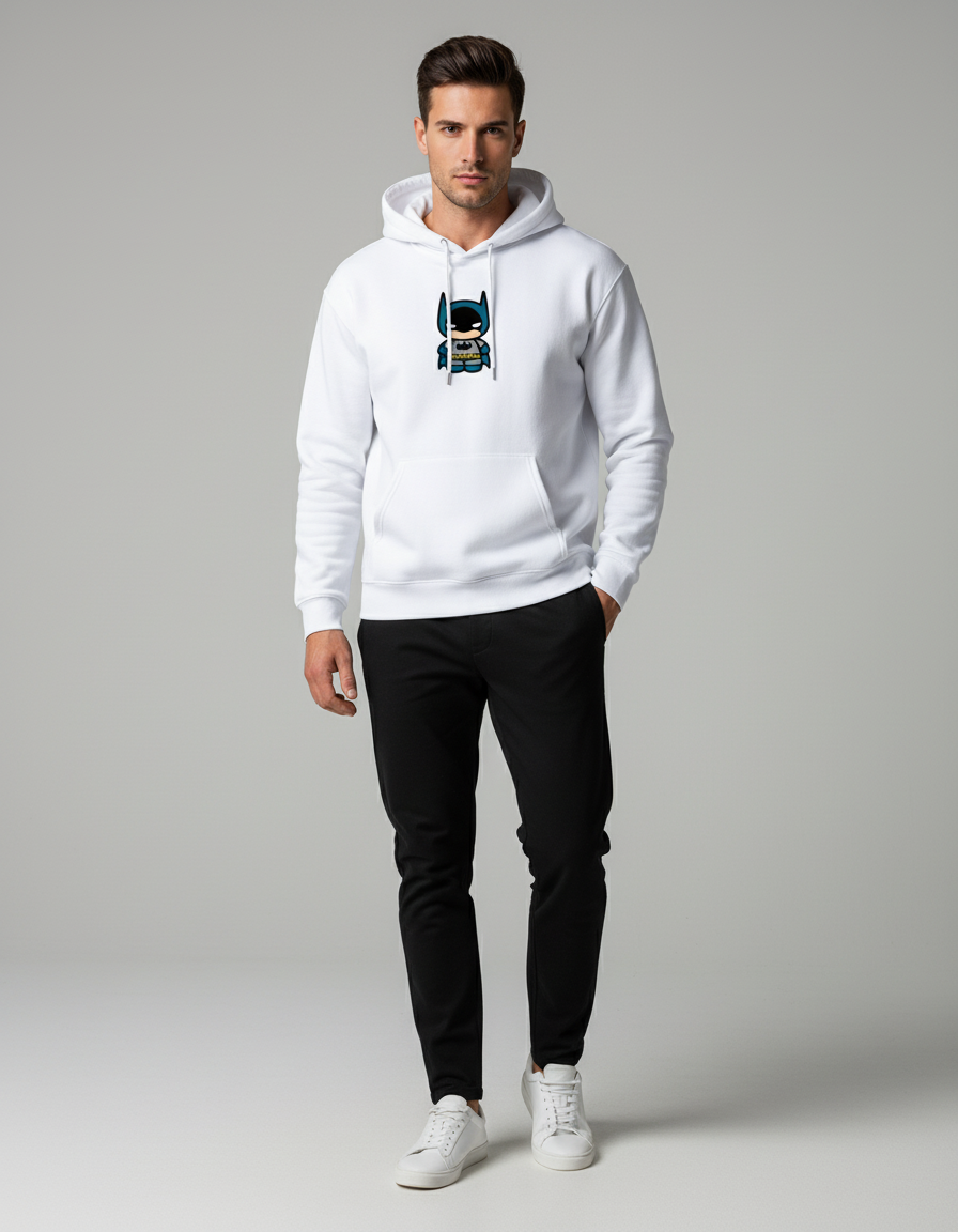 Chibi Batman Hoodie - Heavyweight Cotton Fleece - Cozy DC Comics Sweatshirt