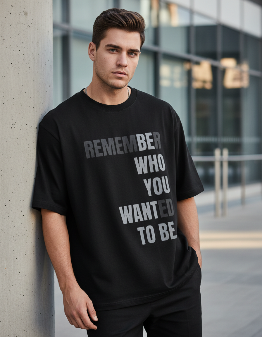 "REMEMBER" Motivational T-Shirt | Oversized Fit 240 GSM Inspirational Streetwear