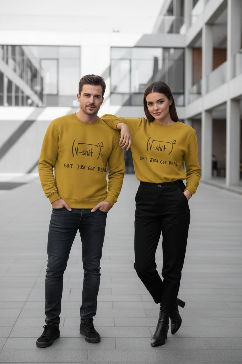 "SHIT JUST GOT REAL" Math Humor Sweatshirt | Geeky Equation 300 GSM Fleece