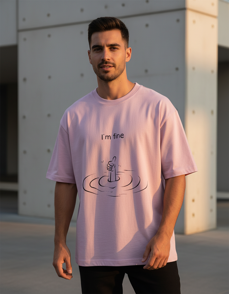 "I'm Fine" Dark Humor T-Shirt | Oversized Sarcastic Graphic 240 GSM Cotton