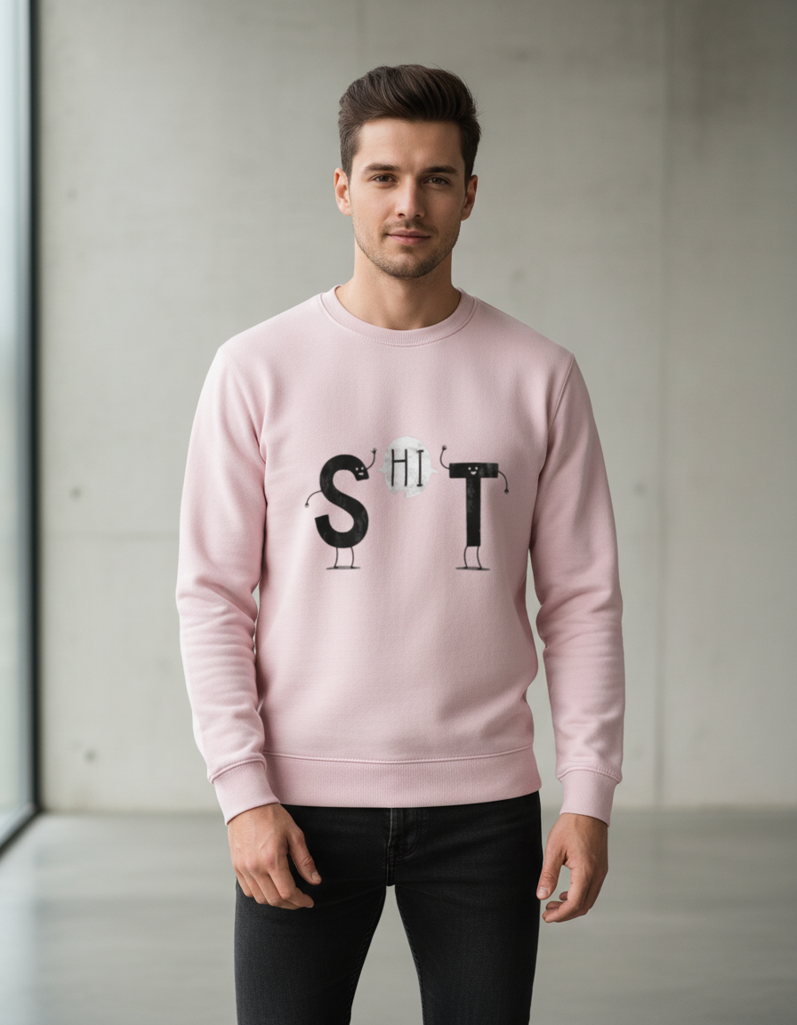 "S-HI-T" Greeting Graphic Sweatshirt | Funny Visual Pun 300 GSM Cotton Fleece