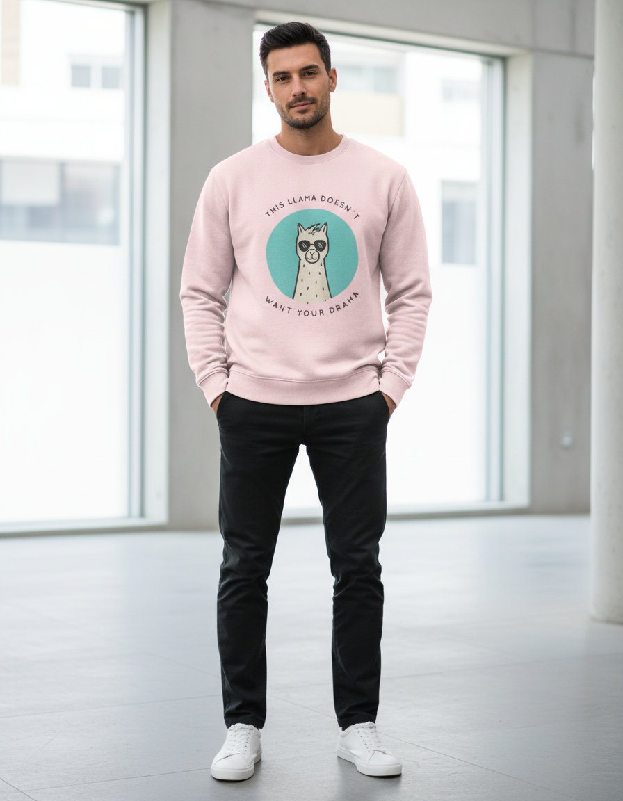 "No Drama Llama" Funny Graphic Sweatshirt | 300 GSM Heavyweight Cotton