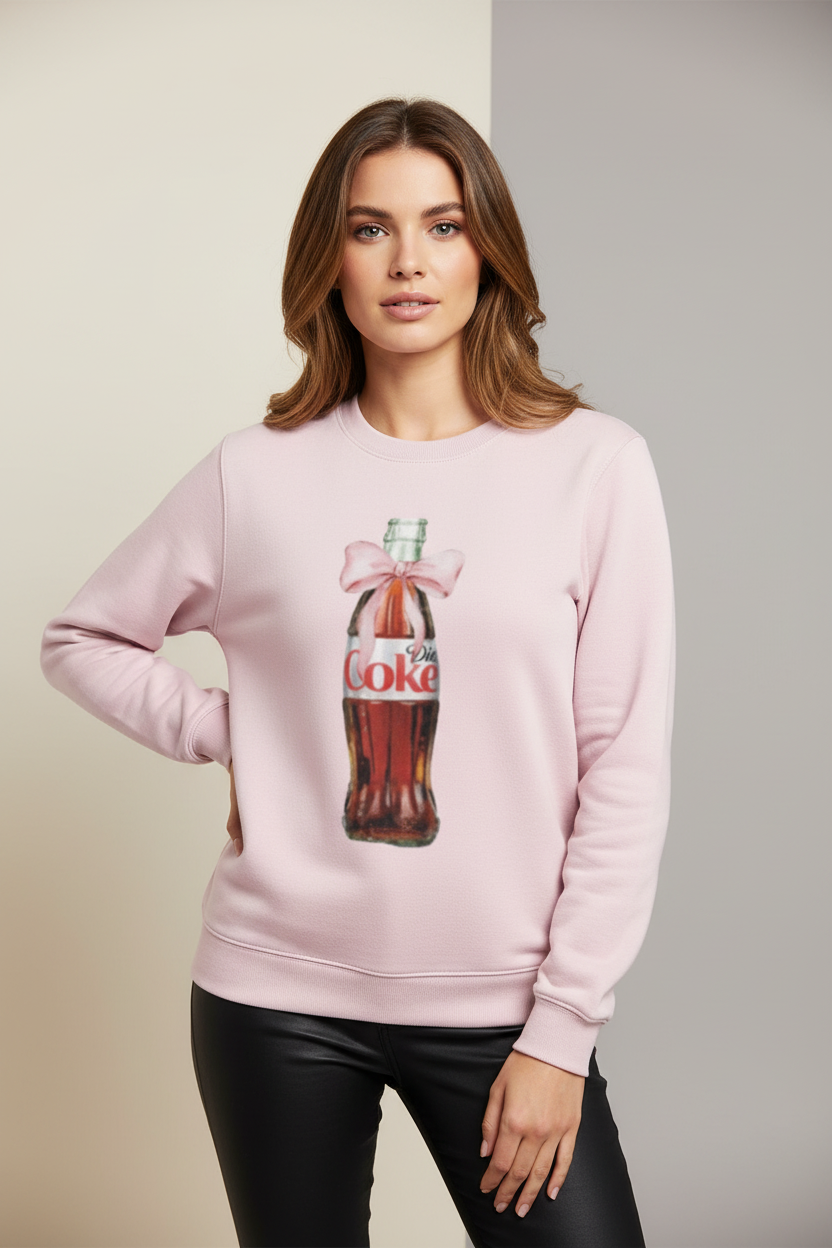 Diet Coke Pink Bow Sweatshirt - 300 GSM Heavyweight Cotton Fleece