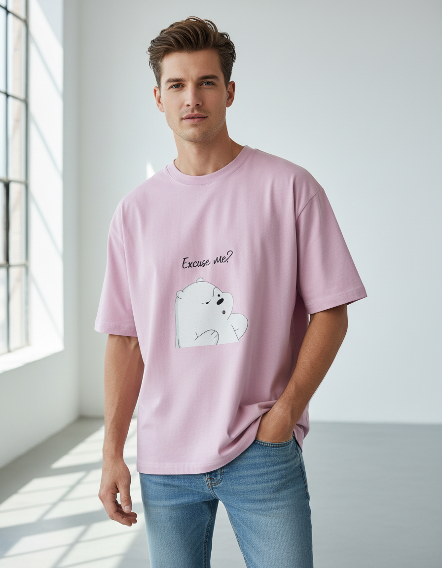 Oversized Ice Bear "Excuse Me?" T-Shirt | Premium 240 GSM Cotton