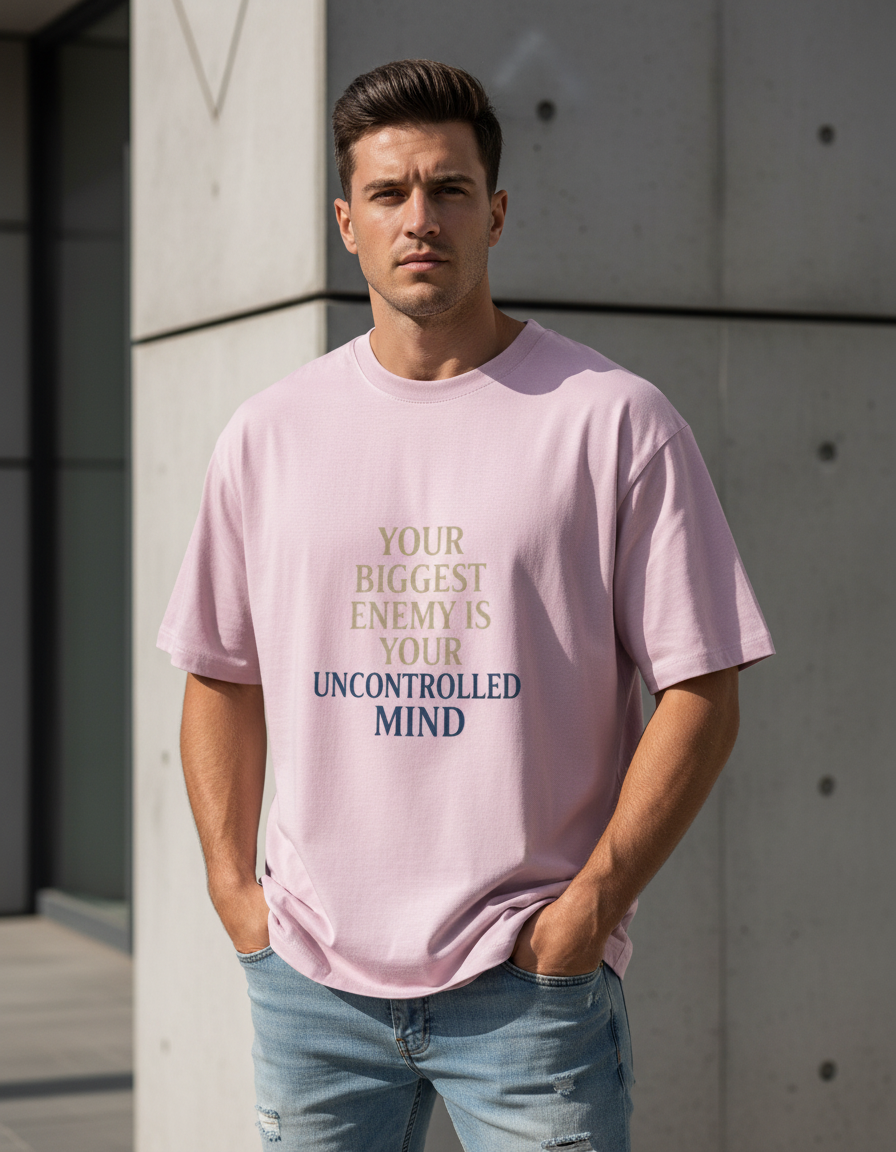 Motivational Quote Oversized T-Shirt - Uncontrolled Mind Enemy