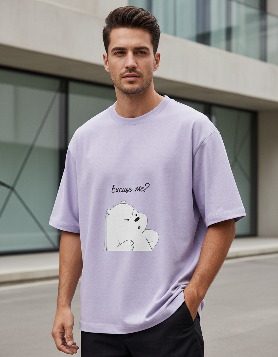 Oversized Ice Bear "Excuse Me?" T-Shirt | Premium 240 GSM Cotton