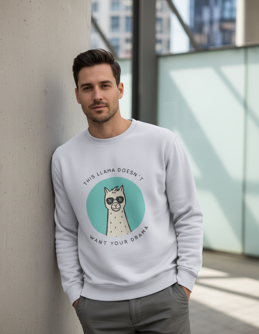 "No Drama Llama" Funny Graphic Sweatshirt | 300 GSM Heavyweight Cotton