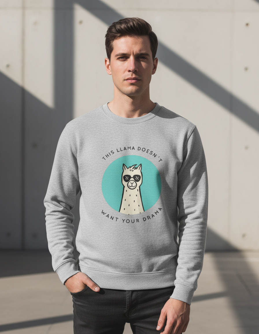 "No Drama Llama" Funny Graphic Sweatshirt | 300 GSM Heavyweight Cotton