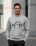 Meme Doodle Flexing Graphic Sweatshirt | Funny Gym Humor 300 GSM Fleece