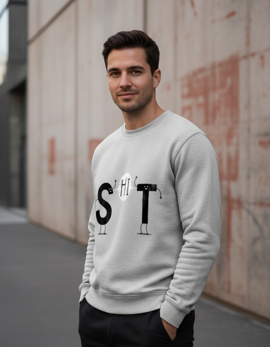 "S-HI-T" Greeting Graphic Sweatshirt | Funny Visual Pun 300 GSM Cotton Fleece