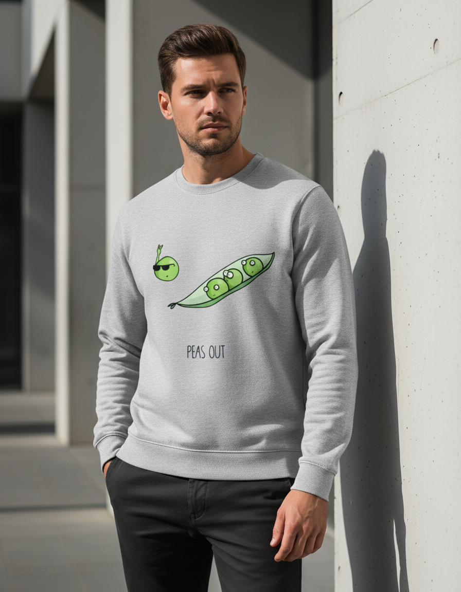 "Peas Out" Funny Pun Sweatshirt | 300 GSM Heavyweight Cotton Fleece