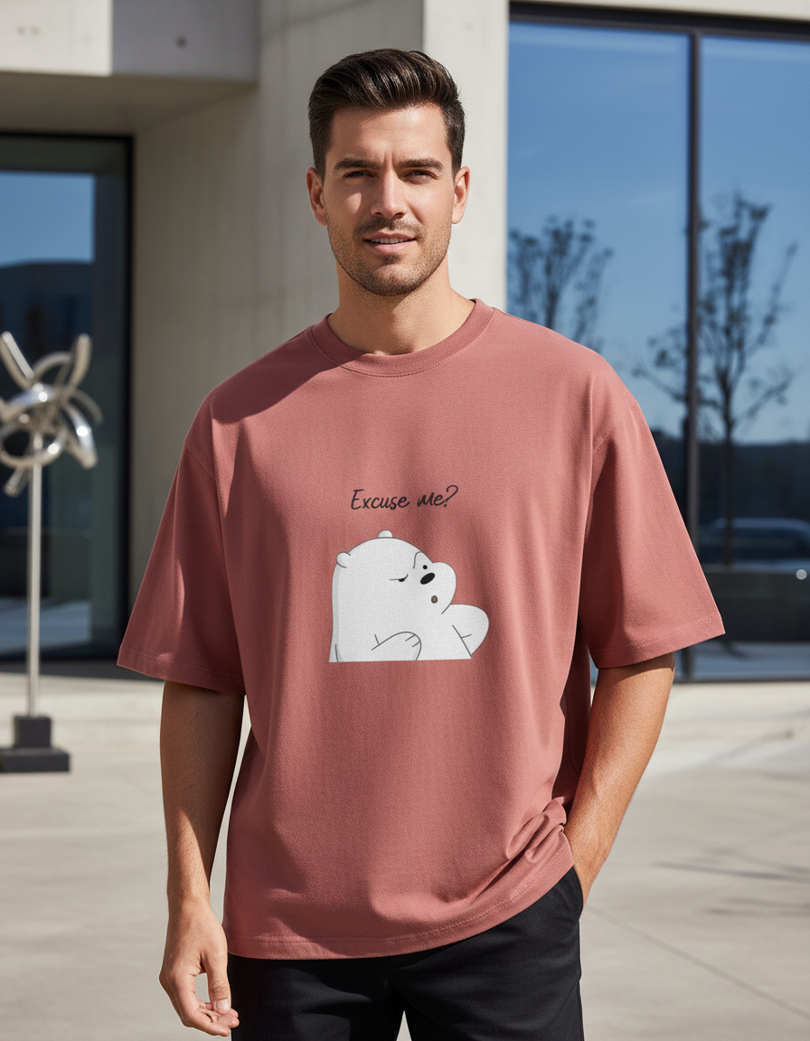 Oversized Ice Bear "Excuse Me?" T-Shirt | Premium 240 GSM Cotton