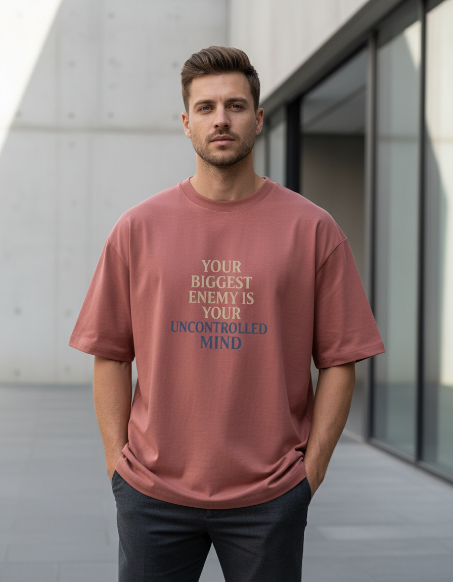Motivational Quote Oversized T-Shirt - Uncontrolled Mind Enemy