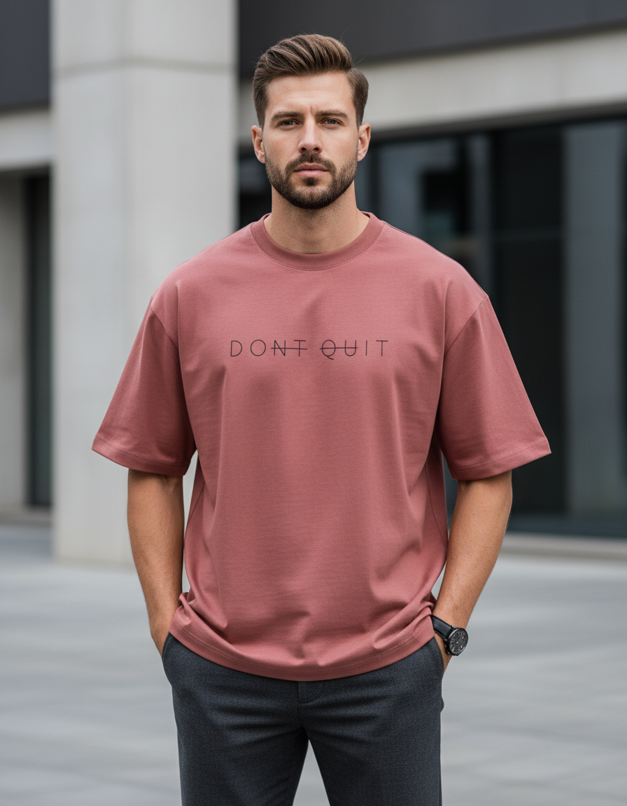 "DONT QUIT" Minimalist T-Shirt | Oversized Fit 240 GSM Cotton Streetwear
