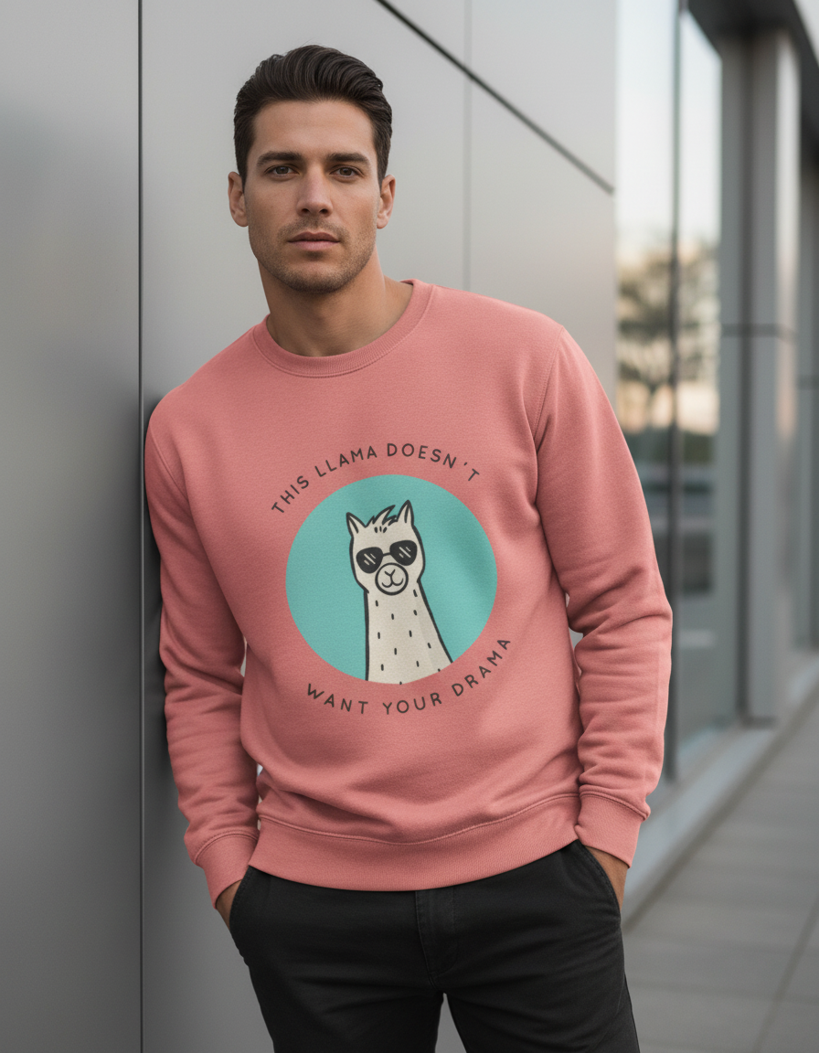 "No Drama Llama" Funny Graphic Sweatshirt | 300 GSM Heavyweight Cotton