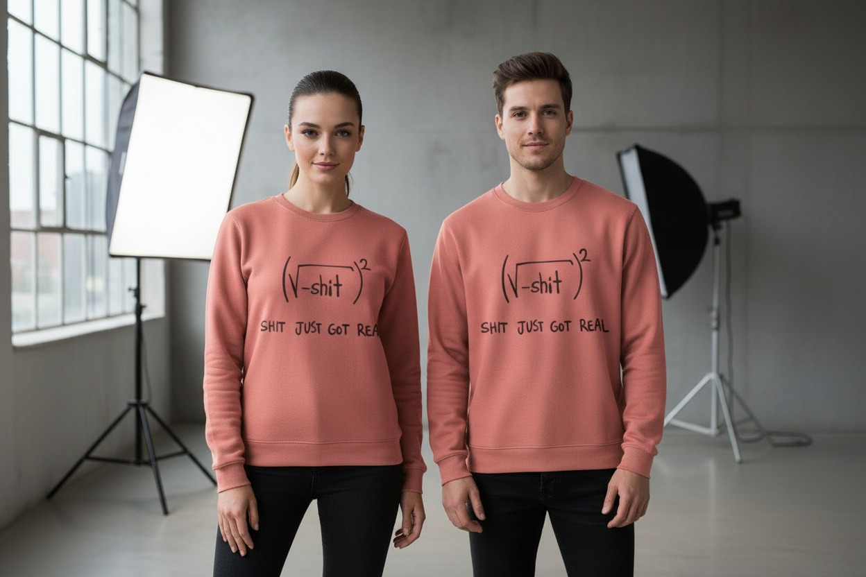 "SHIT JUST GOT REAL" Math Humor Sweatshirt | Geeky Equation 300 GSM Fleece