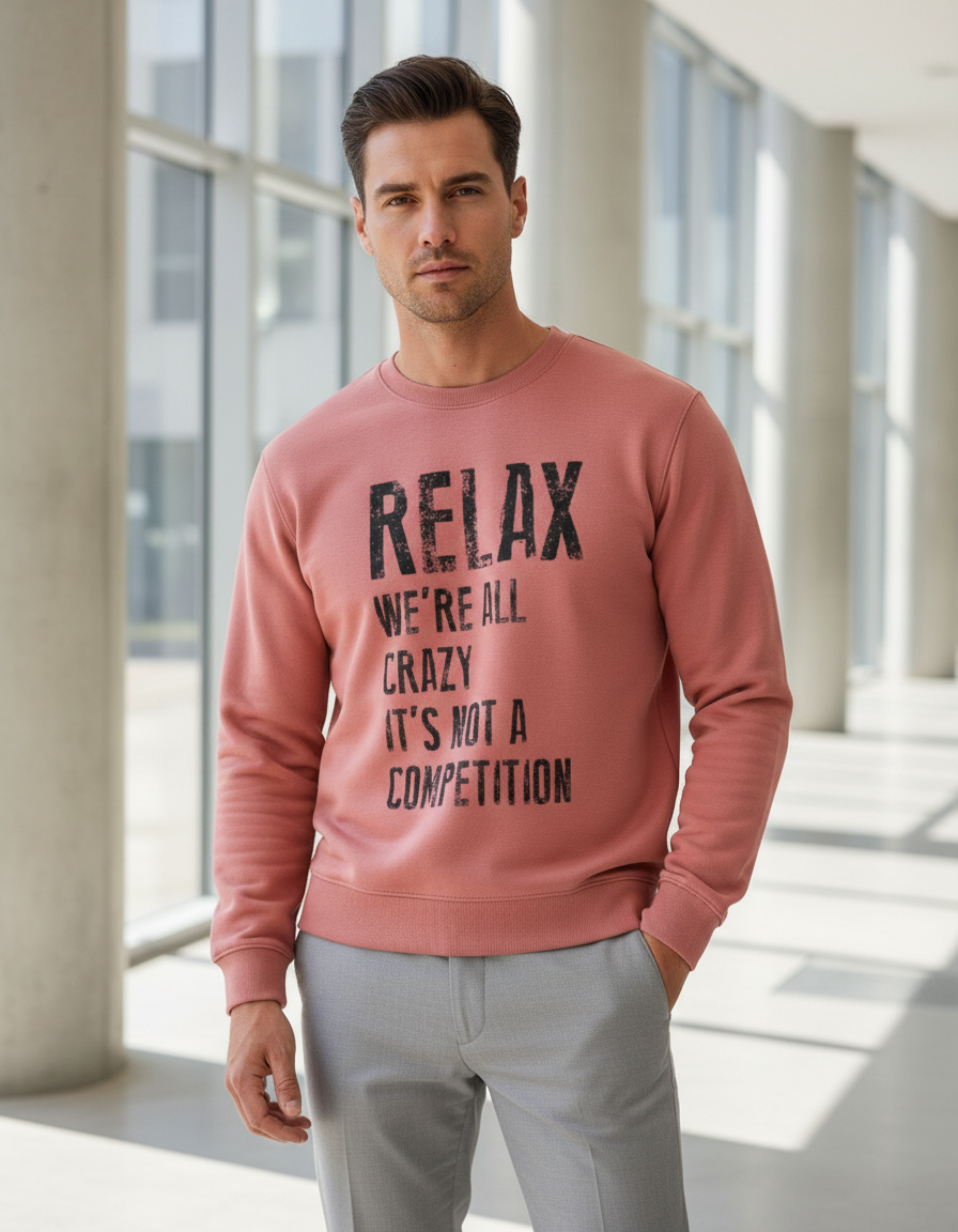 "RELAX We're All Crazy" Funny Quote Sweatshirt | 300 GSM Heavyweight Fleece