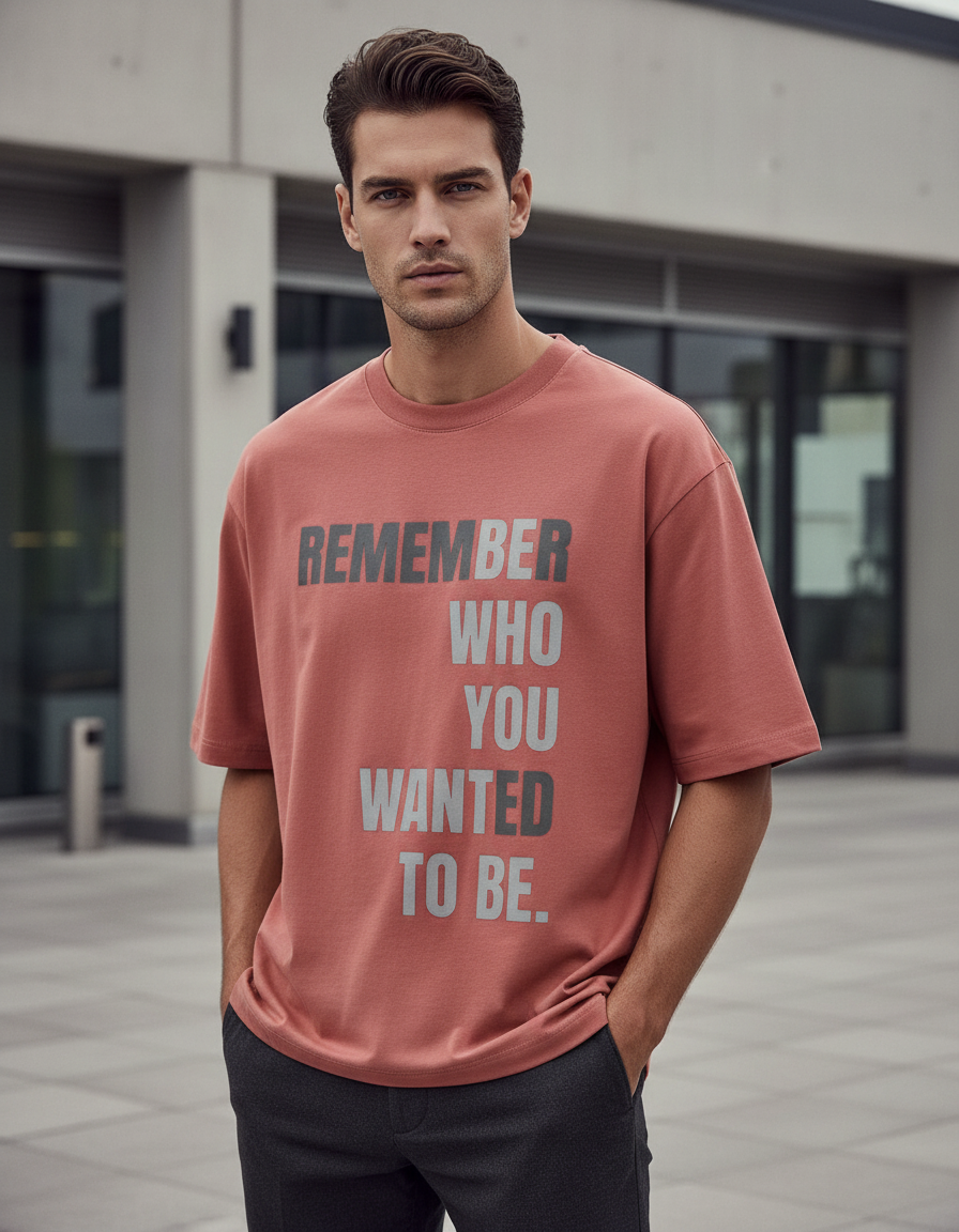 "REMEMBER" Motivational T-Shirt | Oversized Fit 240 GSM Inspirational Streetwear