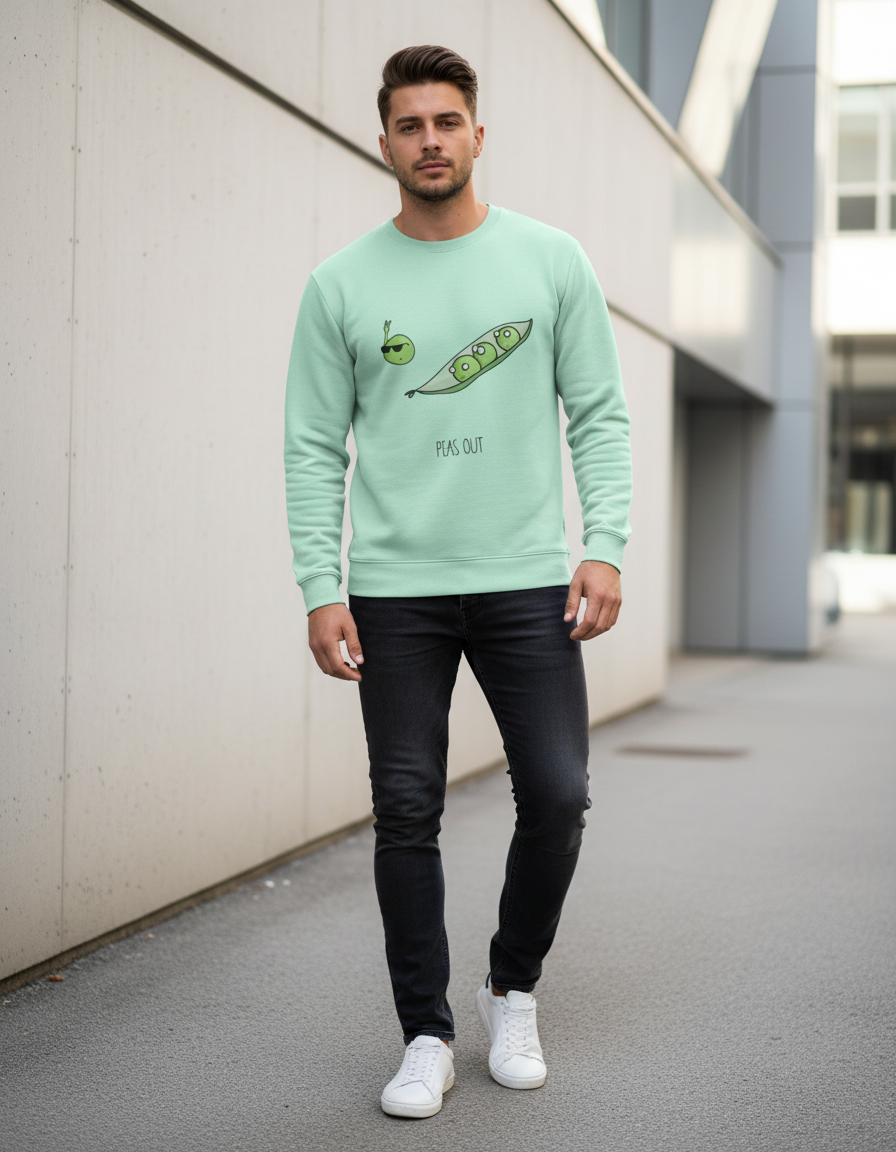 "Peas Out" Funny Pun Sweatshirt | 300 GSM Heavyweight Cotton Fleece