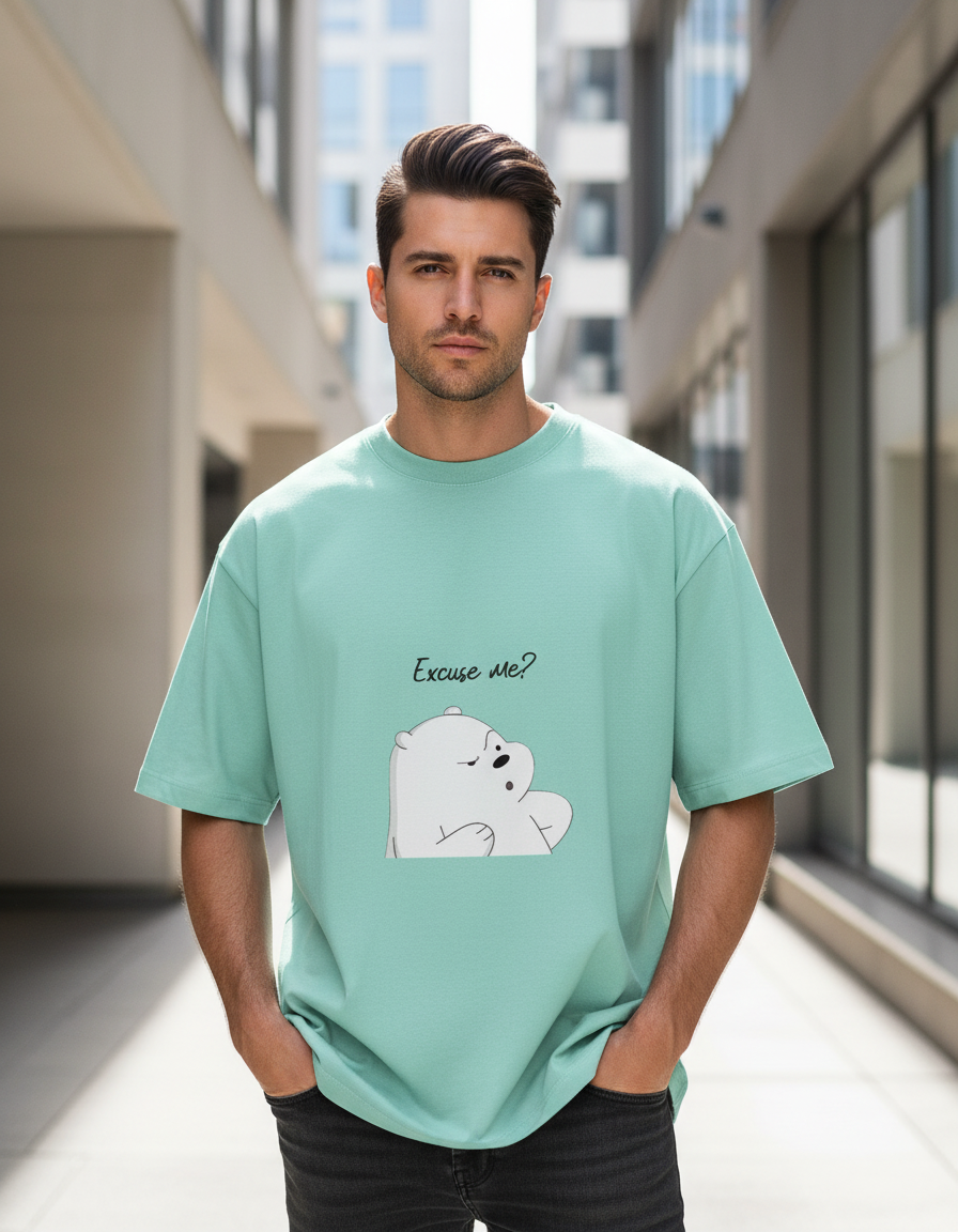 Oversized Ice Bear "Excuse Me?" T-Shirt | Premium 240 GSM Cotton
