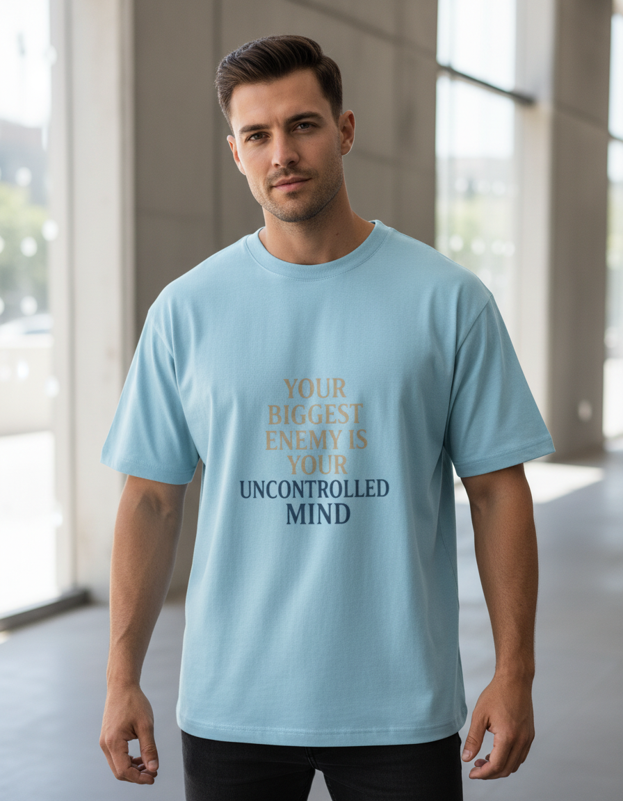 Motivational Quote Oversized T-Shirt - Uncontrolled Mind Enemy