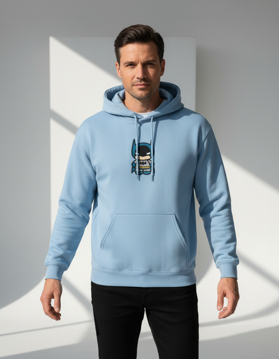 Chibi Batman Hoodie - Heavyweight Cotton Fleece - Cozy DC Comics Sweatshirt