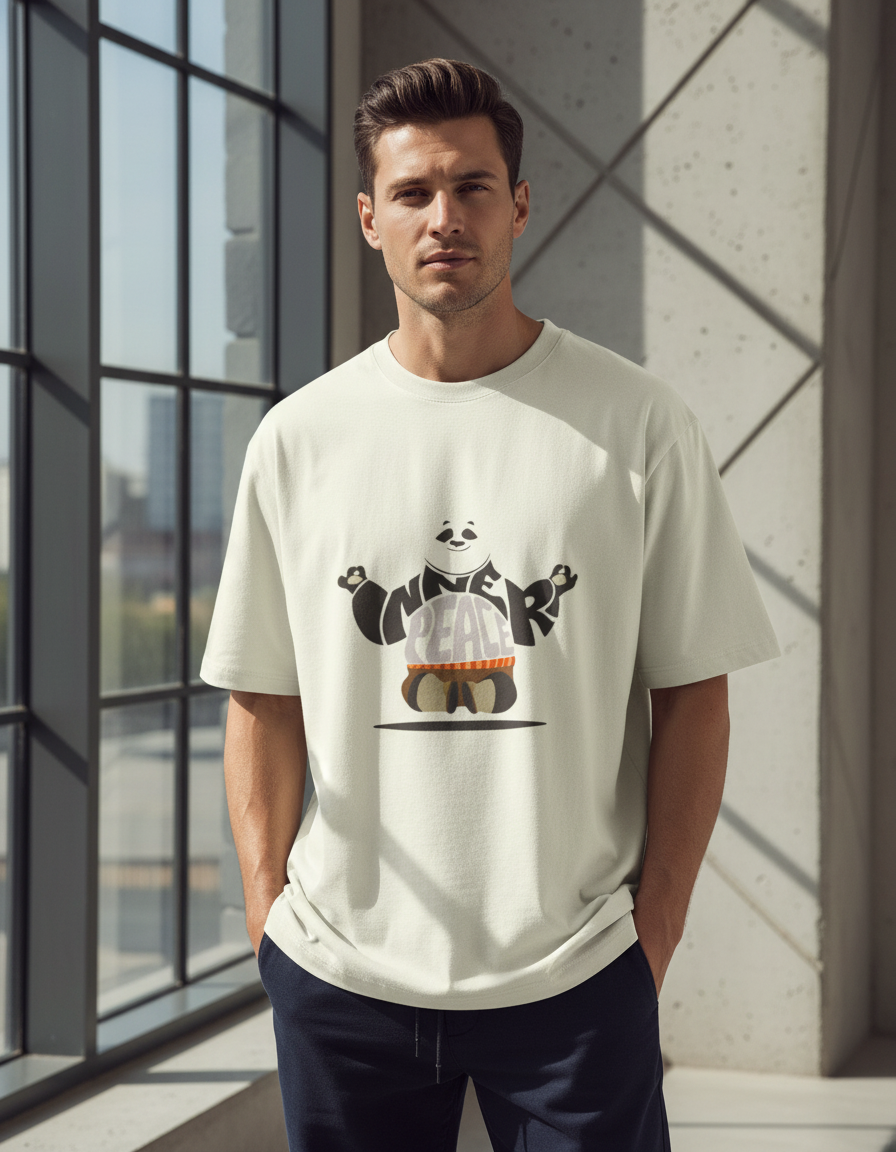 Oversized Inner Peace Panda T-Shirt - Heavyweight 240 GSM Cotton