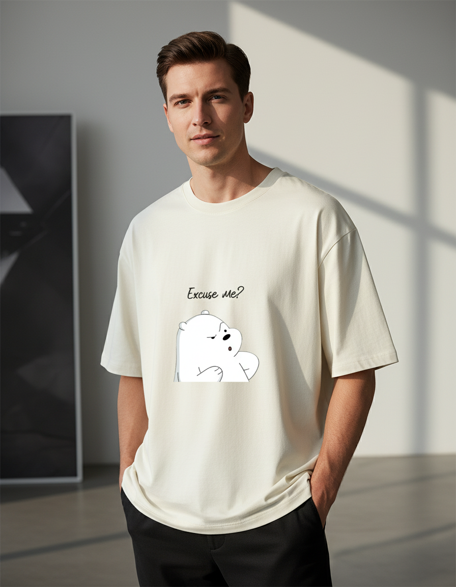 Oversized Ice Bear "Excuse Me?" T-Shirt | Premium 240 GSM Cotton