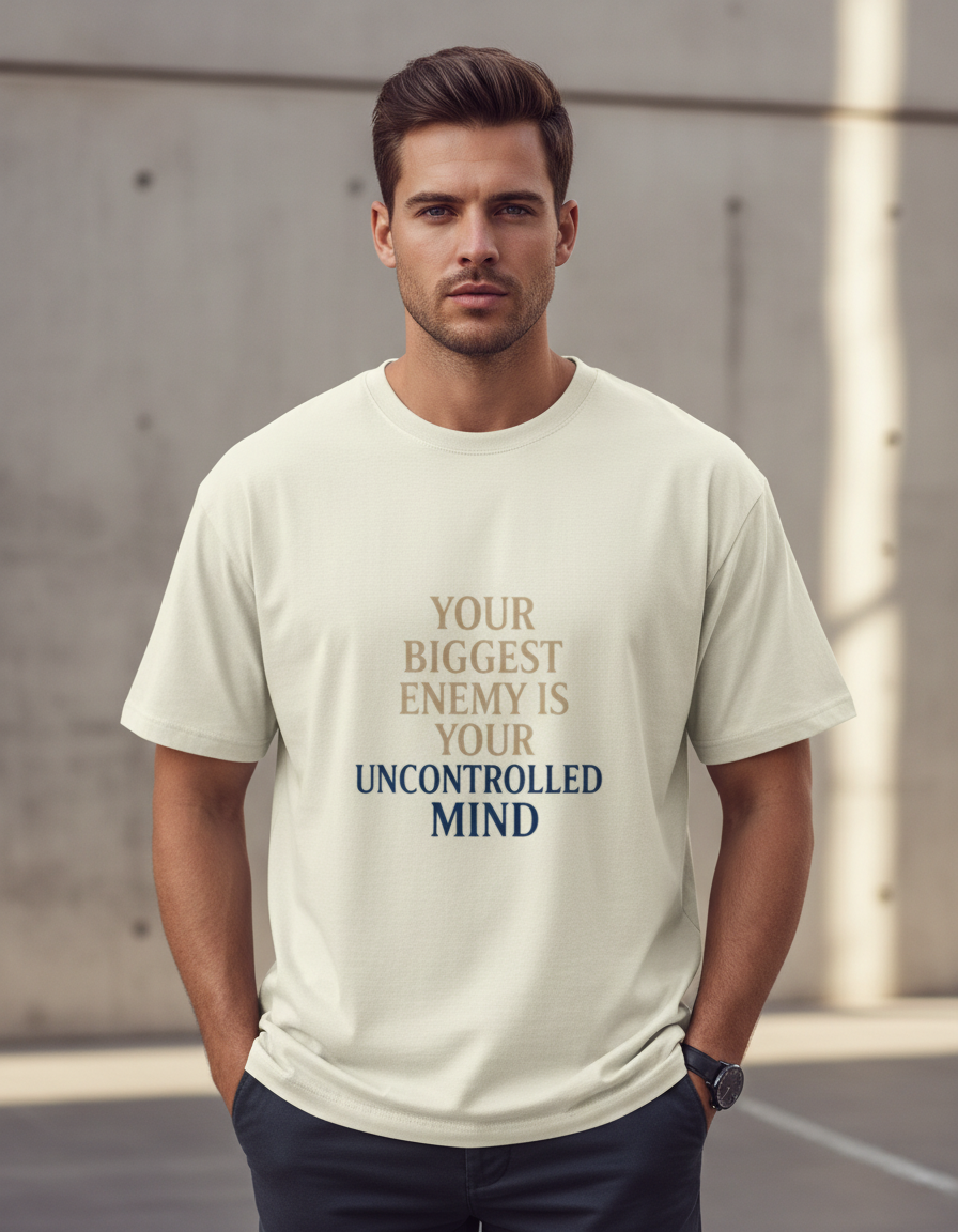 Motivational Quote Oversized T-Shirt - Uncontrolled Mind Enemy